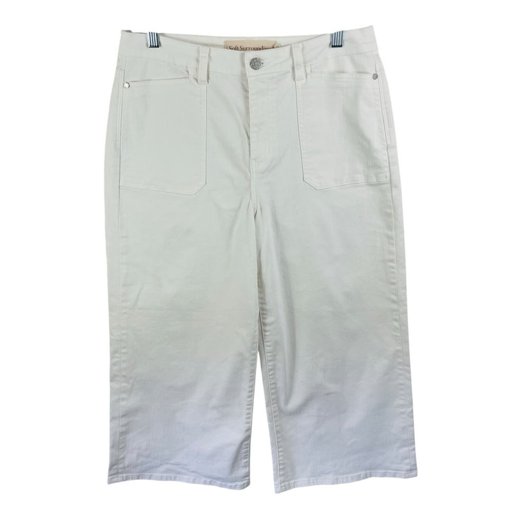 Soft Surroundings White Ultimate Wide Leg Cropped Jeans High Riseâ Stretch, Size